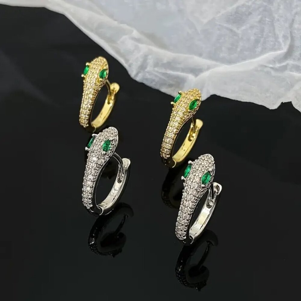 14K Gold 2ct Green Emerald 1ct Diamond Mens Huggie Hoop Gemstone Earrings NEW - Picture 6 of 8